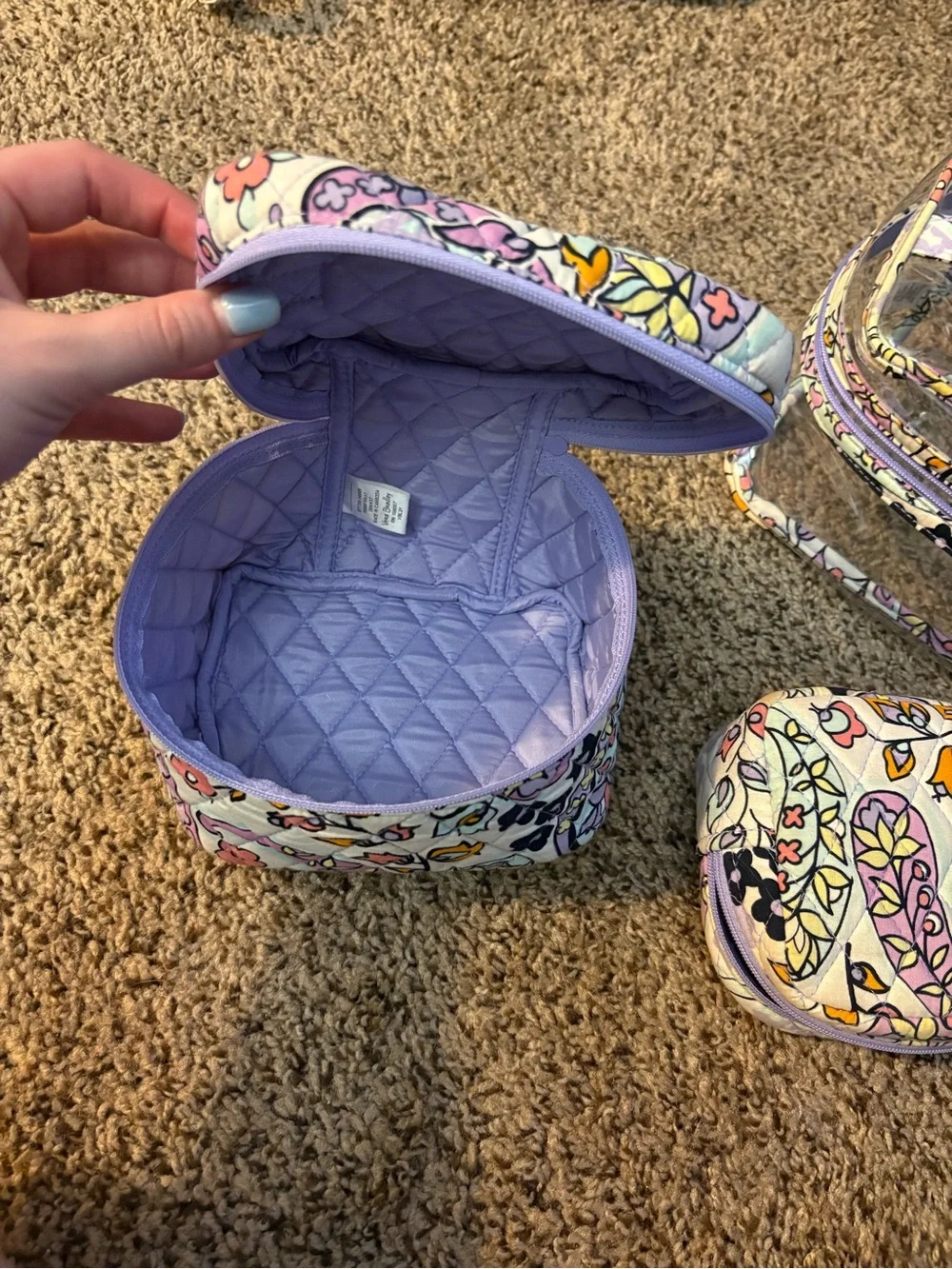 Vera Bradley Pastel Floral Clear Travel Cosmetic Bag